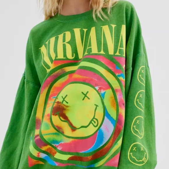 Urban Outfitters Sweaters - Urban Outfitters Nirvana Smile Oversized Crew Neck Ssweatshirt